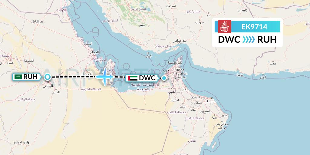 EK9714 Emirates Flight Map: Dubai to Riyadh