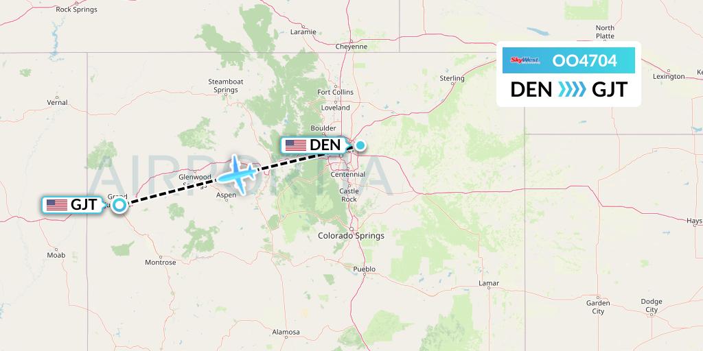 OO4704 SkyWest Airlines Flight Map: Denver to Grand Junction