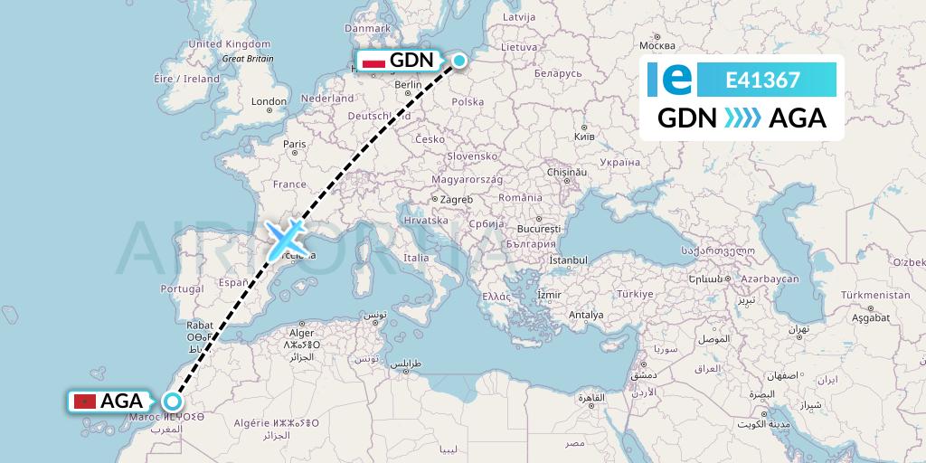 E41367 Estelar Latinoamerica C.A. Flight Map: Gdansk to Agadir