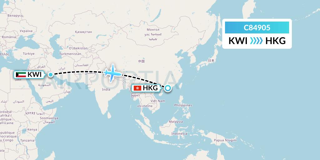 C84905 Cronos Airlines Flight Map: Kuwait City to Hong Kong