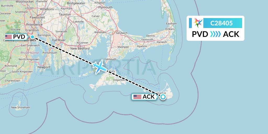 C28405 Ceiba Intercontinental Flight Map: Providence to Nantucket