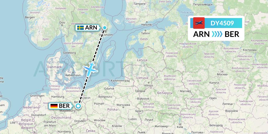 DY4509 Norwegian Flight Map: Stockholm to Berlin