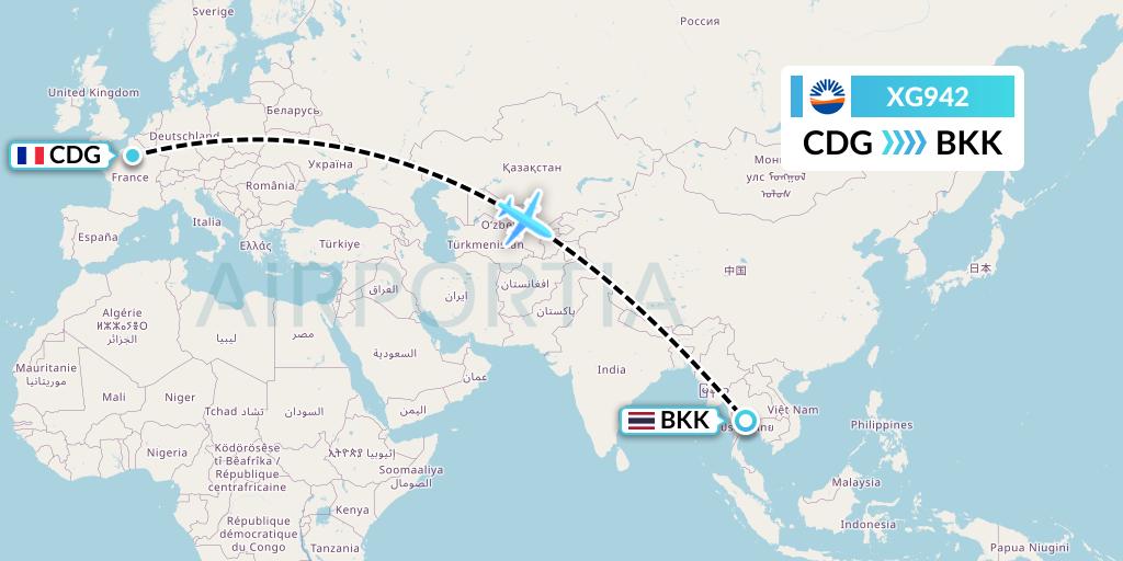 XG942 SunExpress Deutschland Flight Map: Paris to Bangkok