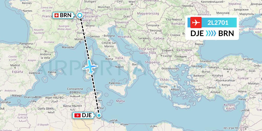 2L2701 Helvetic Airways Flight Map: Djerba to Bern