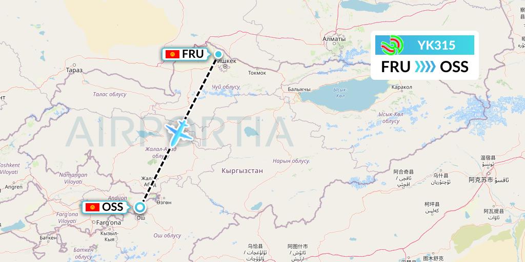 YK315 Avia Traffic Flight Map: Bishkek to Osh