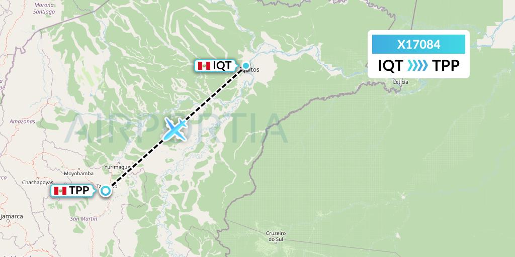 X17084 Nik Airways Flight Map: Iquitos to Tarapoto
