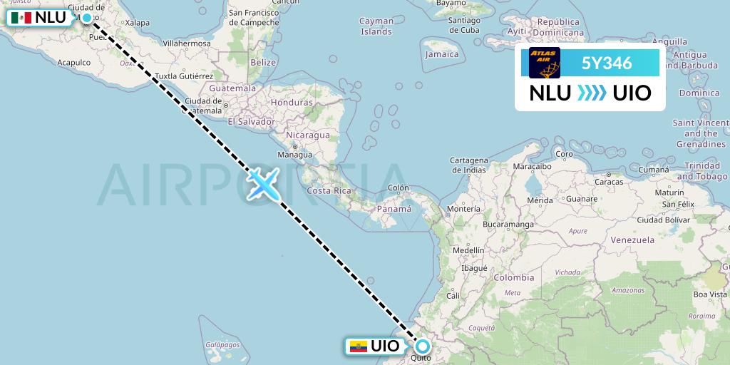 5Y346 Atlas Air Flight Map: Reyes Acozac to Quito