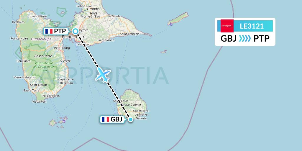 LE3121 Lugansk Airlines Flight Map: Grand Bourg to Pointe-a-Pitre