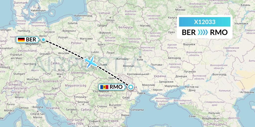 X12033 Nik Airways Flight Map: Berlin to Chisinau