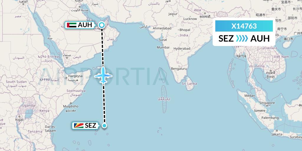 X14763 Nik Airways Flight Map: Victoria to Abu Dhabi