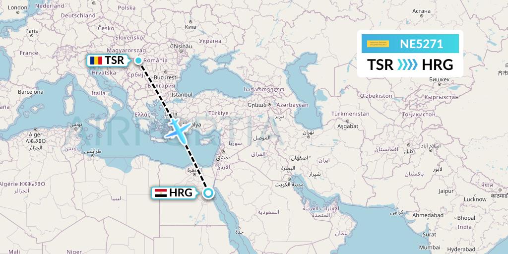 NE5271 Nesma Airlines Flight Map: Timisoara to Hurghada