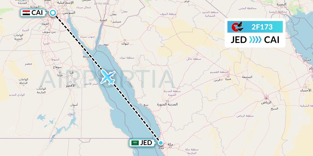 2F173 twoFlex Taxi Aereo Flight Map: Jeddah to Cairo