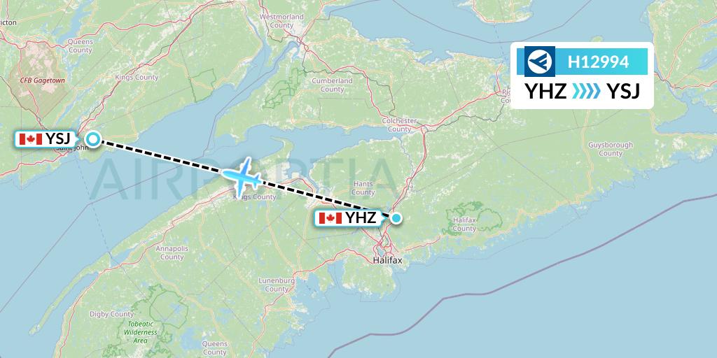H12994 Hahn Air Systems Flight Map: Halifax to Saint John