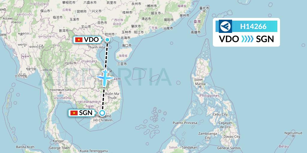 H14266 Hahn Air Systems Flight Map: Haiphong to Ho Chi Minh City