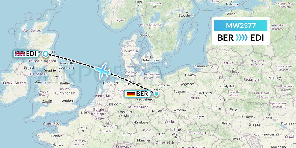 MW2377 Mokulele Flight Service Flight Map: Berlin to Edinburgh
