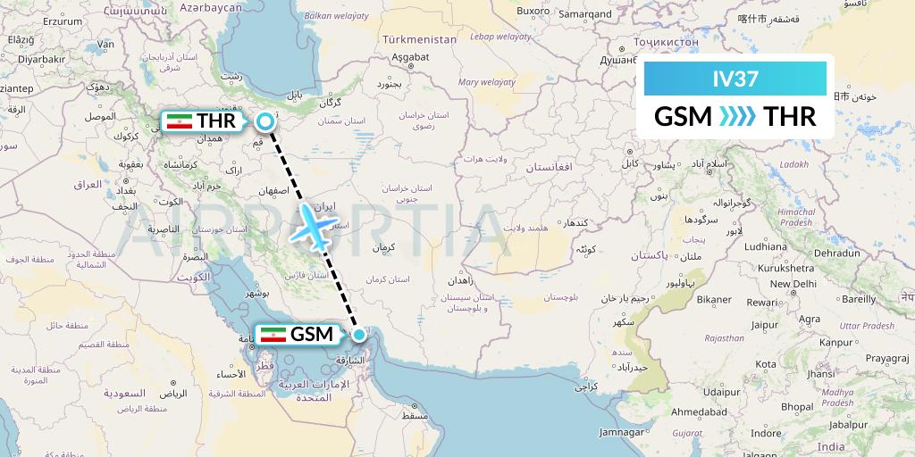 IV37 VVB Aviation Malta Flight Map: Qeshm Island to Tehran