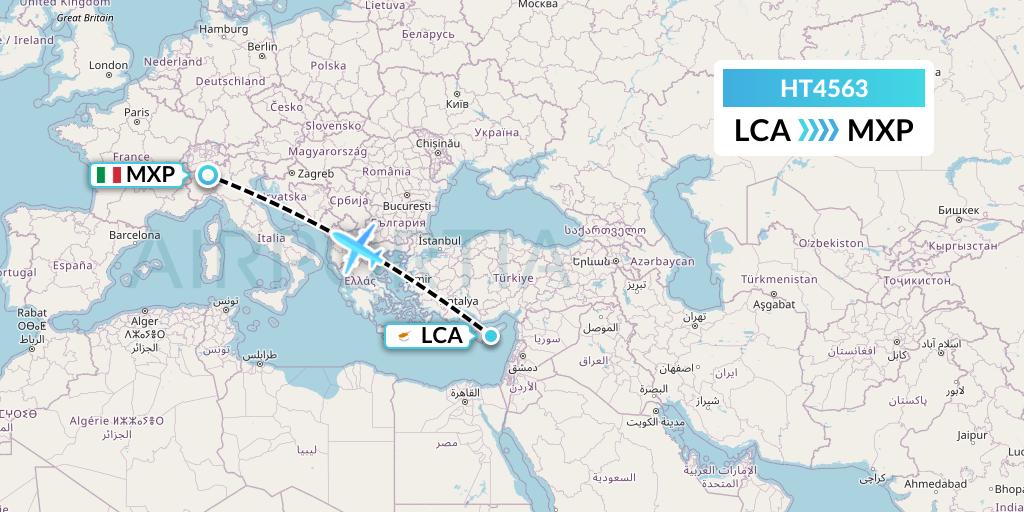 HT4563 Ningxia Cargo Airlines CO.,LTD Flight Map: Larnaca to Milan