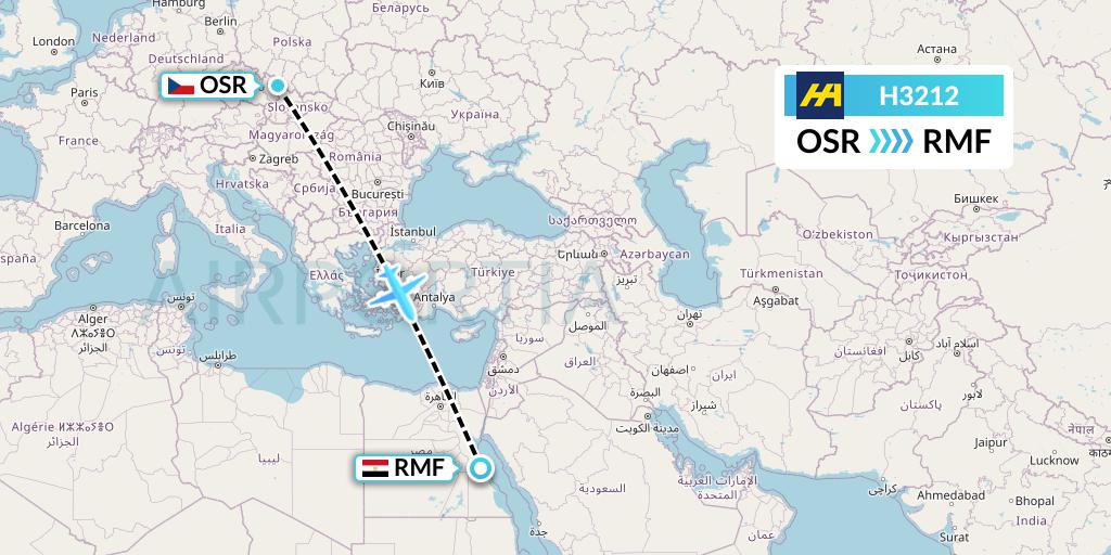H3212 Harbour Air Flight Map: Ostrava to Marsa Alam