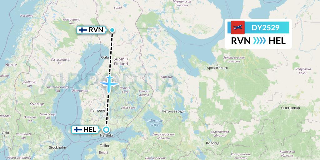 DY2529 Norwegian Flight Map: Rovaniemi to Helsinki