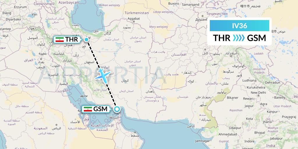 IV36 VVB Aviation Malta Flight Map: Tehran to Qeshm Island