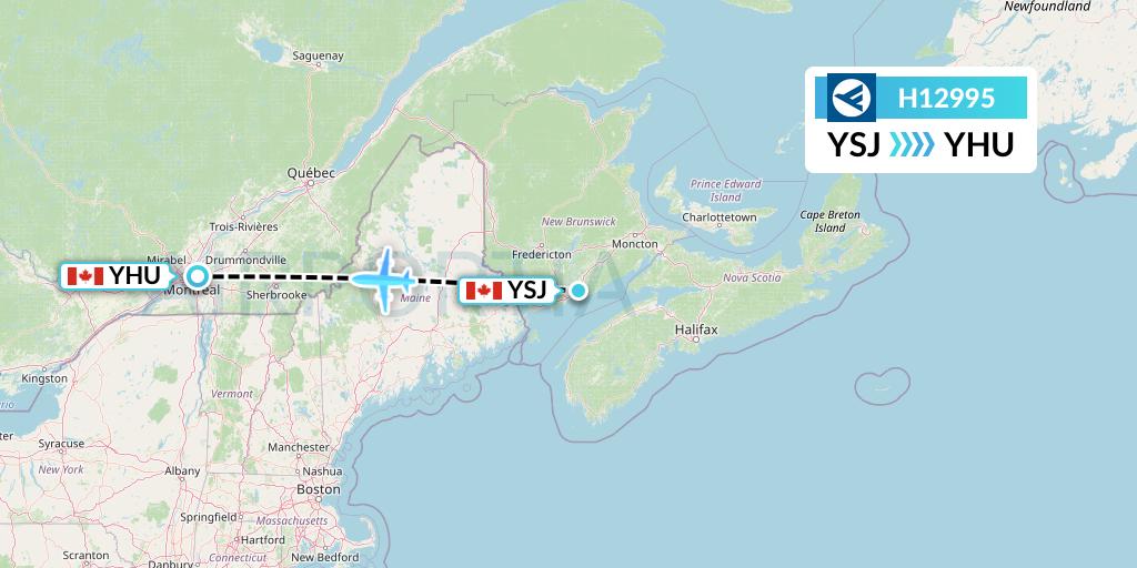 H12995 Hahn Air Systems Flight Map: Saint John to Montreal