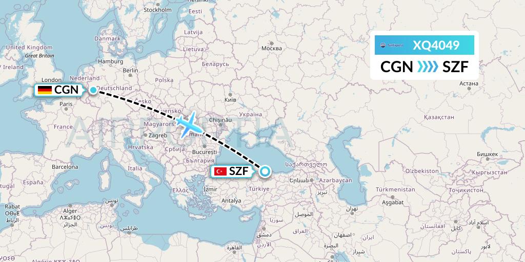 XQ4049 SunExpress Flight Map: Cologne to Samsun
