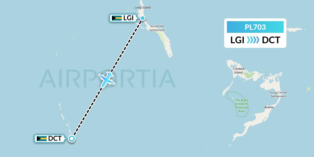 PL703 Southern Air Charter Flight Map: Deadmans Cay to Bahamas