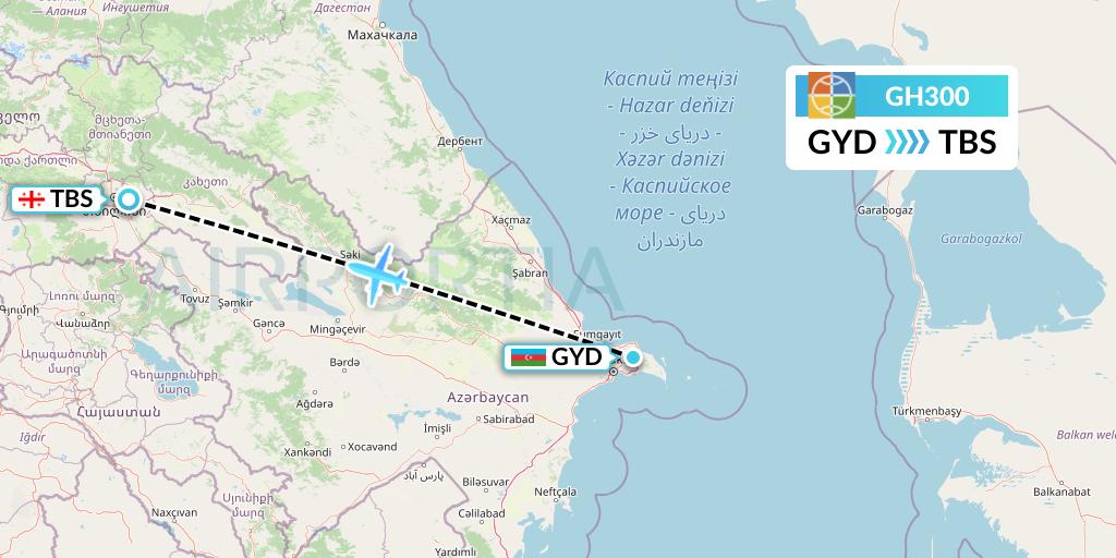 GH300 Globus Flight Map: Baku to Tbilisi