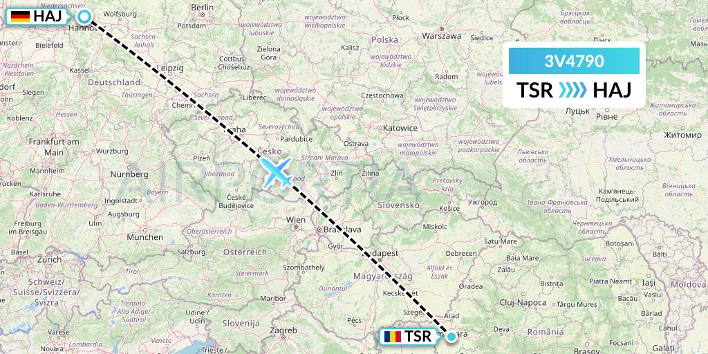 3V4790 ASL Airlines Belgium Flight Map: Timisoara to Hannover