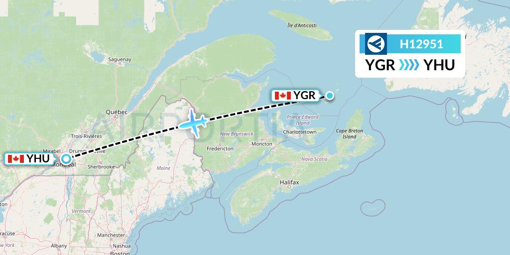 H12951 Hahn Air Systems Flight Map: Iles-de-la-Madeleine to Montreal