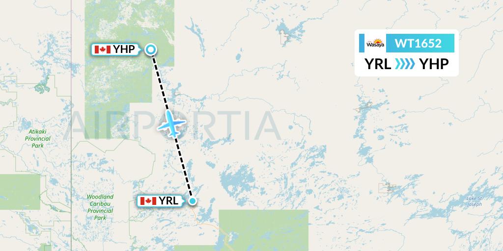 WT1652 Swiftair Flight Map: Red Lake to Poplar Hill