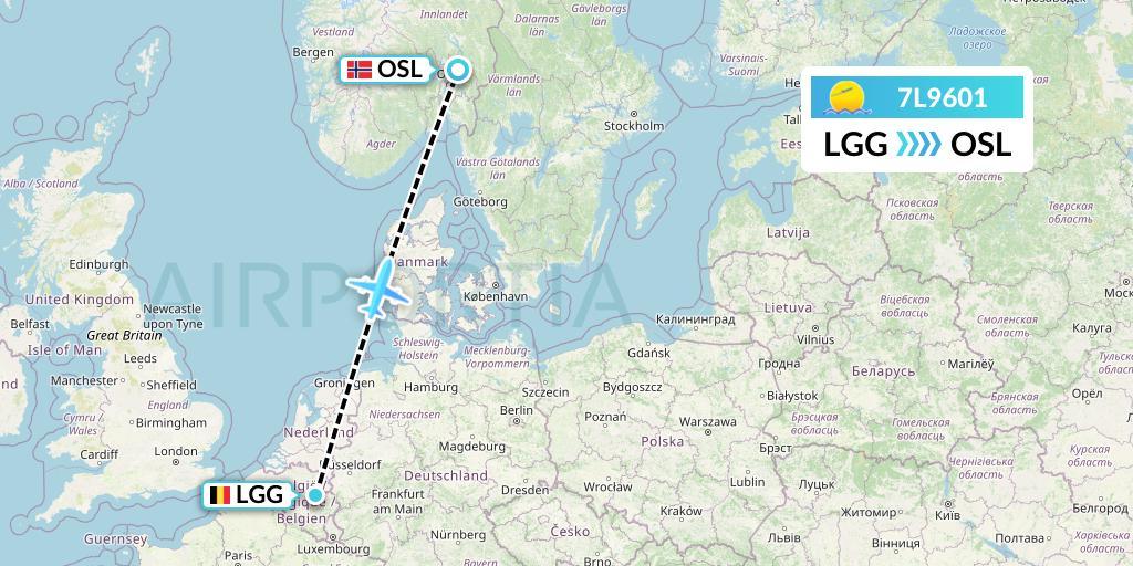 7L9601 Silk Way West Airlines Flight Map: Liege to Oslo