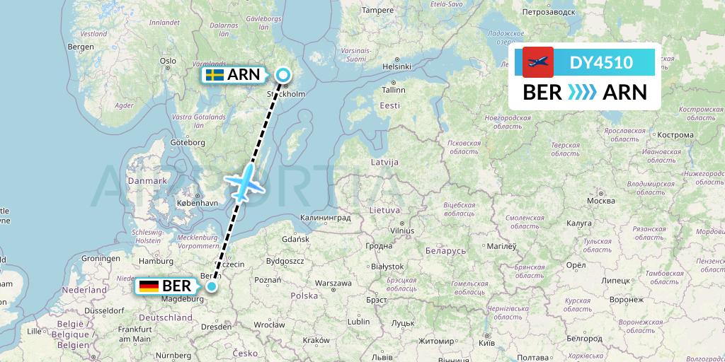 DY4510 Norwegian Flight Map: Berlin to Stockholm
