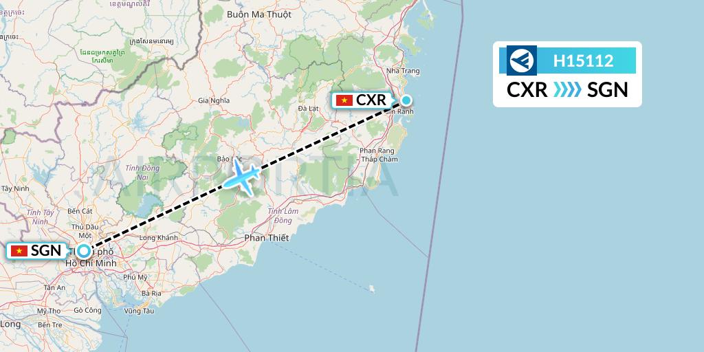 H15112 Hahn Air Systems Flight Map: Nha Trang to Ho Chi Minh City