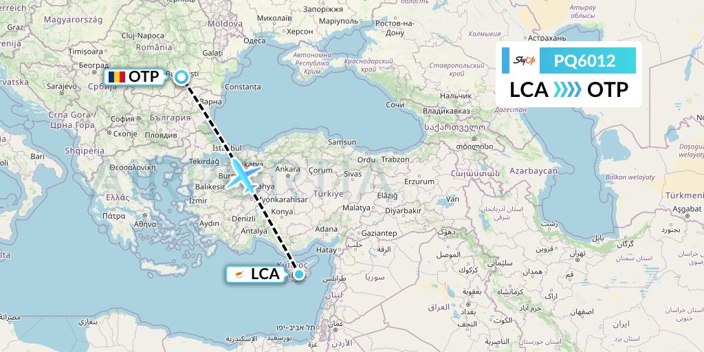 PQ6012 SkyUp Airlines Flight Map: Larnaca to Bucharest