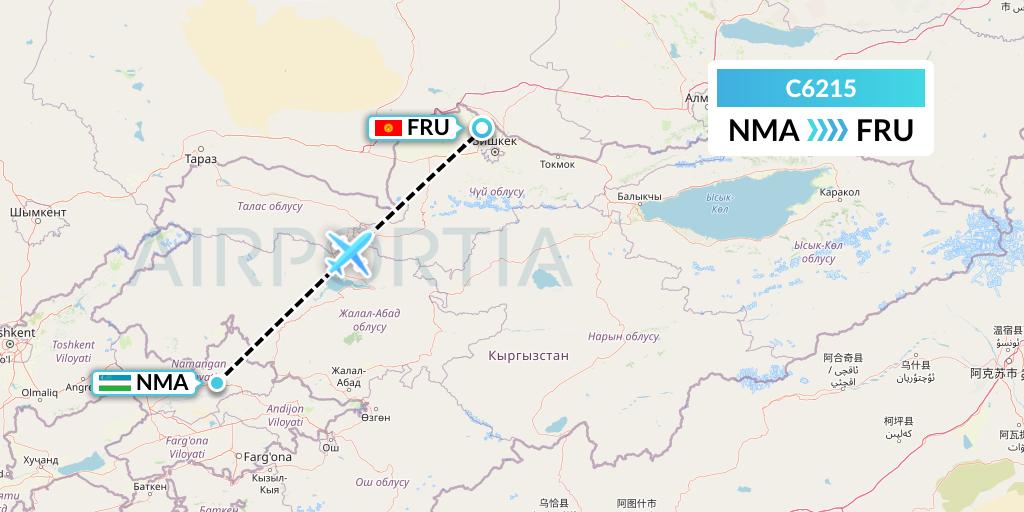 C6215 Capitol Air Express Flight Map: Namangan to Bishkek
