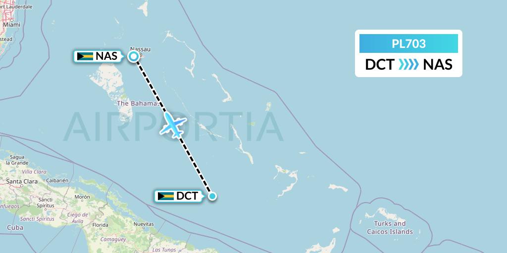 PL703 Southern Air Charter Flight Map: Bahamas to Nassau