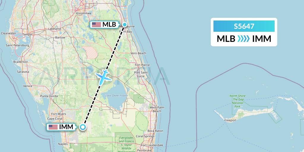 S5647 Star Air Flight Map: Melbourne to Immokalee