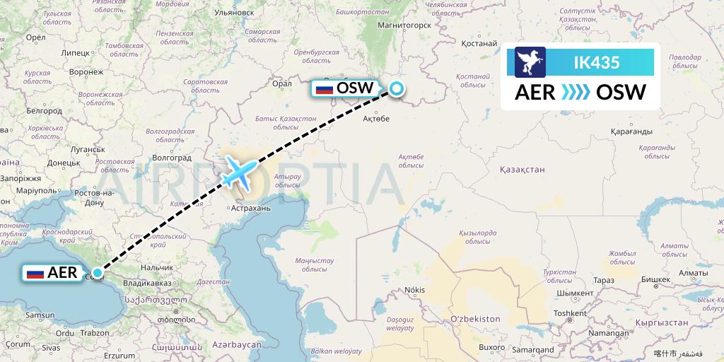 IK435 Air Kiribati Flight Map: Sochi to Orsk