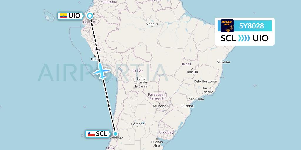 5Y8028 Atlas Air Flight Map: Santiago to Quito