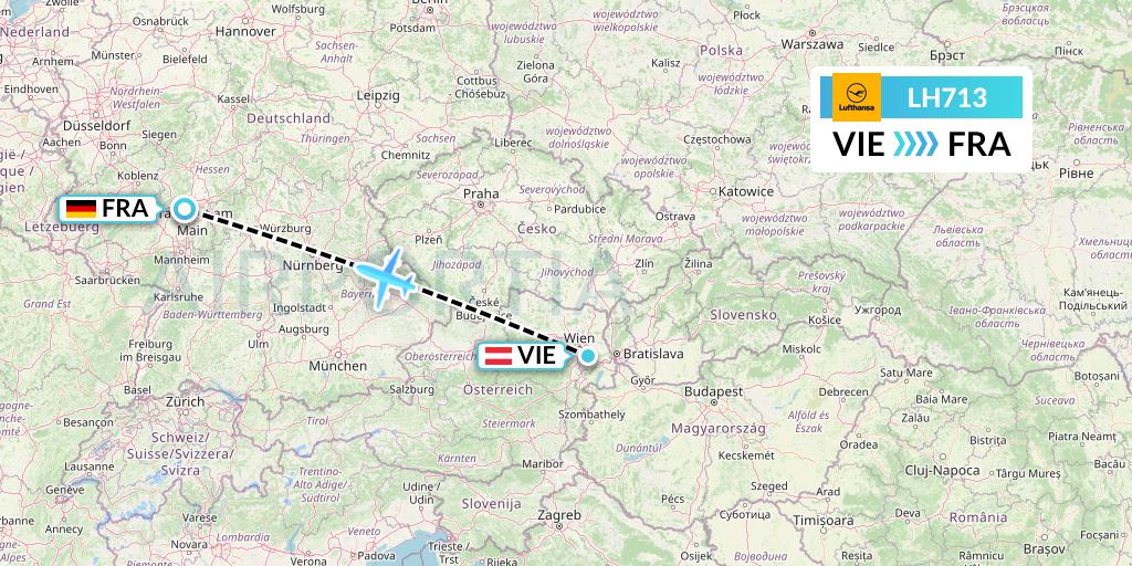 LH713 Lufthansa Flight Map: Vienna to Frankfurt