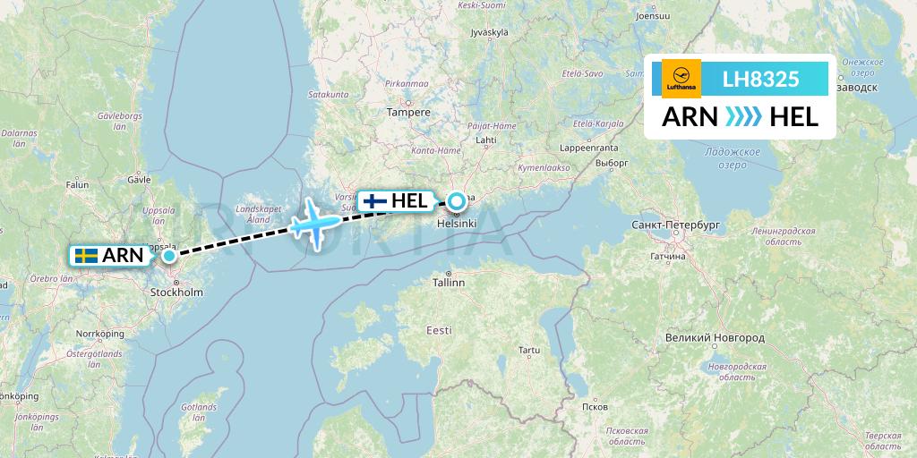 LH8325 Lufthansa Flight Map: Stockholm to Helsinki