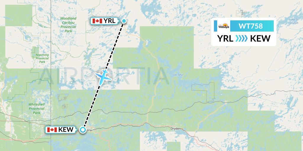 WT758 Swiftair Flight Map: Red Lake to Keewaywin