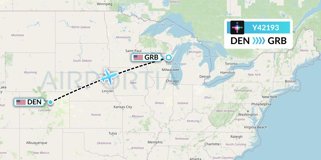 Y42193 Volaris Flight Map: Denver to Green Bay