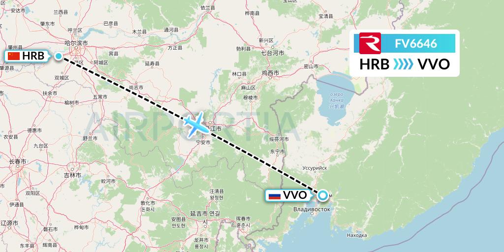 FV6646 Rossiya Flight Map: Harbin to Vladivostok