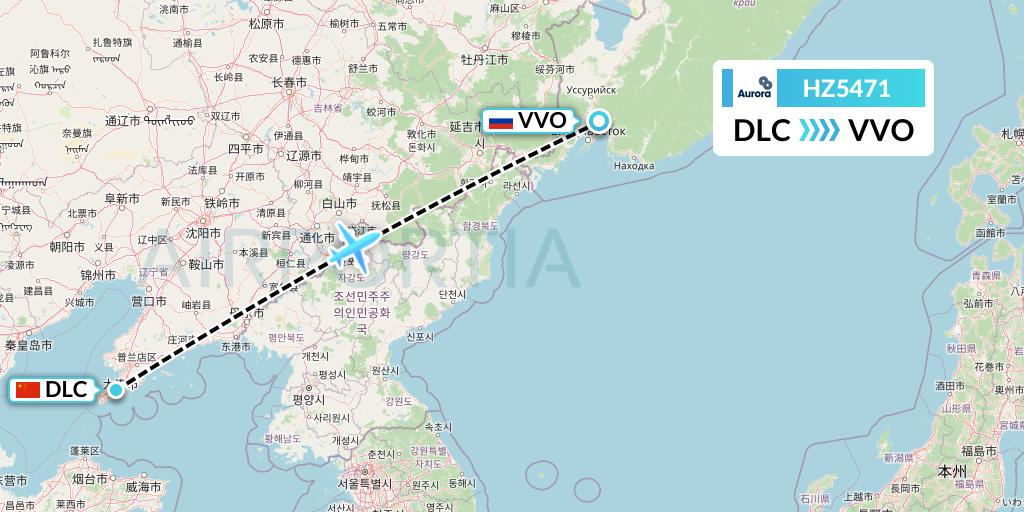HZ5471 Aurora Flight Map: Dalian to Vladivostok