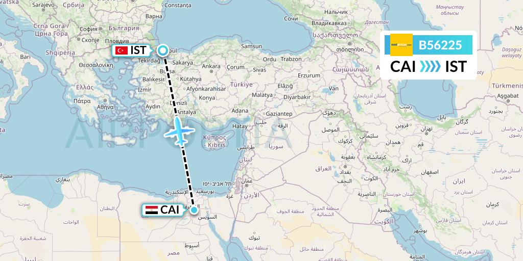 B56225 Fly SAX Flight Map: Cairo to Istanbul