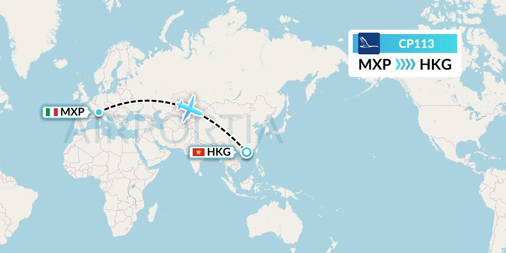 CP113 Compass Airlines Flight Map: Milan to Hong Kong