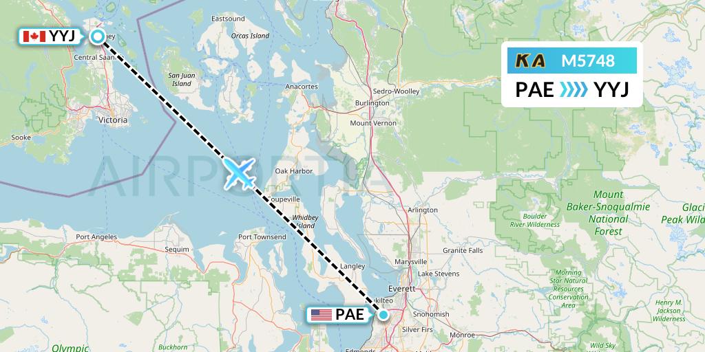 M5748 Kenmore Air Flight Map: Everett to Victoria