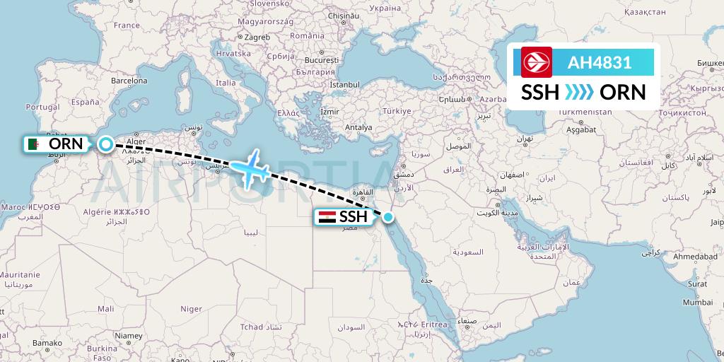 AH4831 Air Algerie Flight Map: Sharm el-Sheikh to Oran